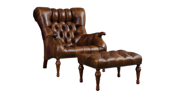 Silla y Otomana Stickley Leopold en Pecan